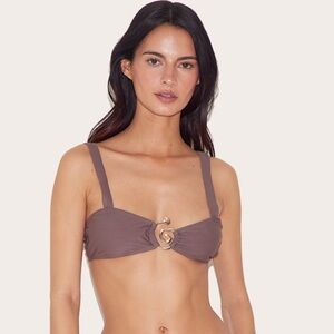 Chocolate Swirl Trim Detail Bikini Top